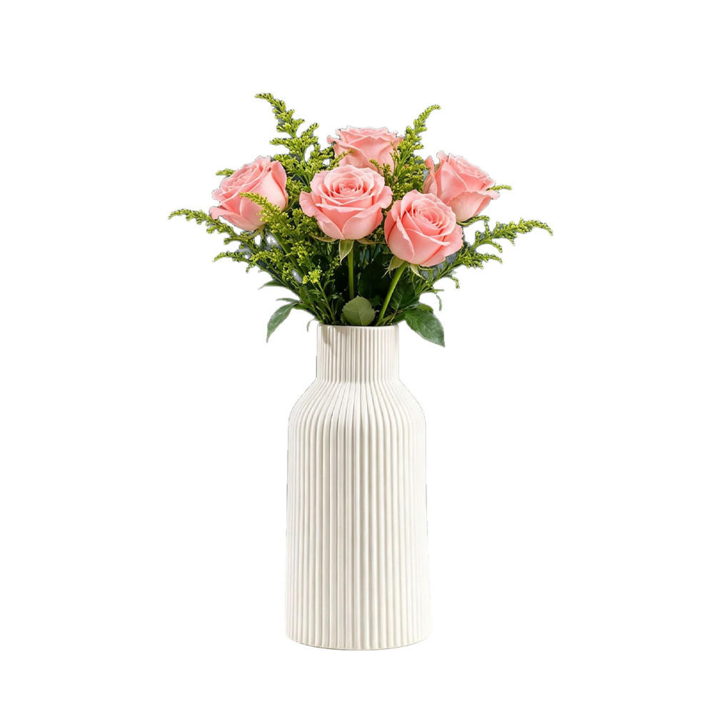 VASE 9 x 9 x 20 cm Keramik - Weiß, Keramik (20cm) - LIBRATON