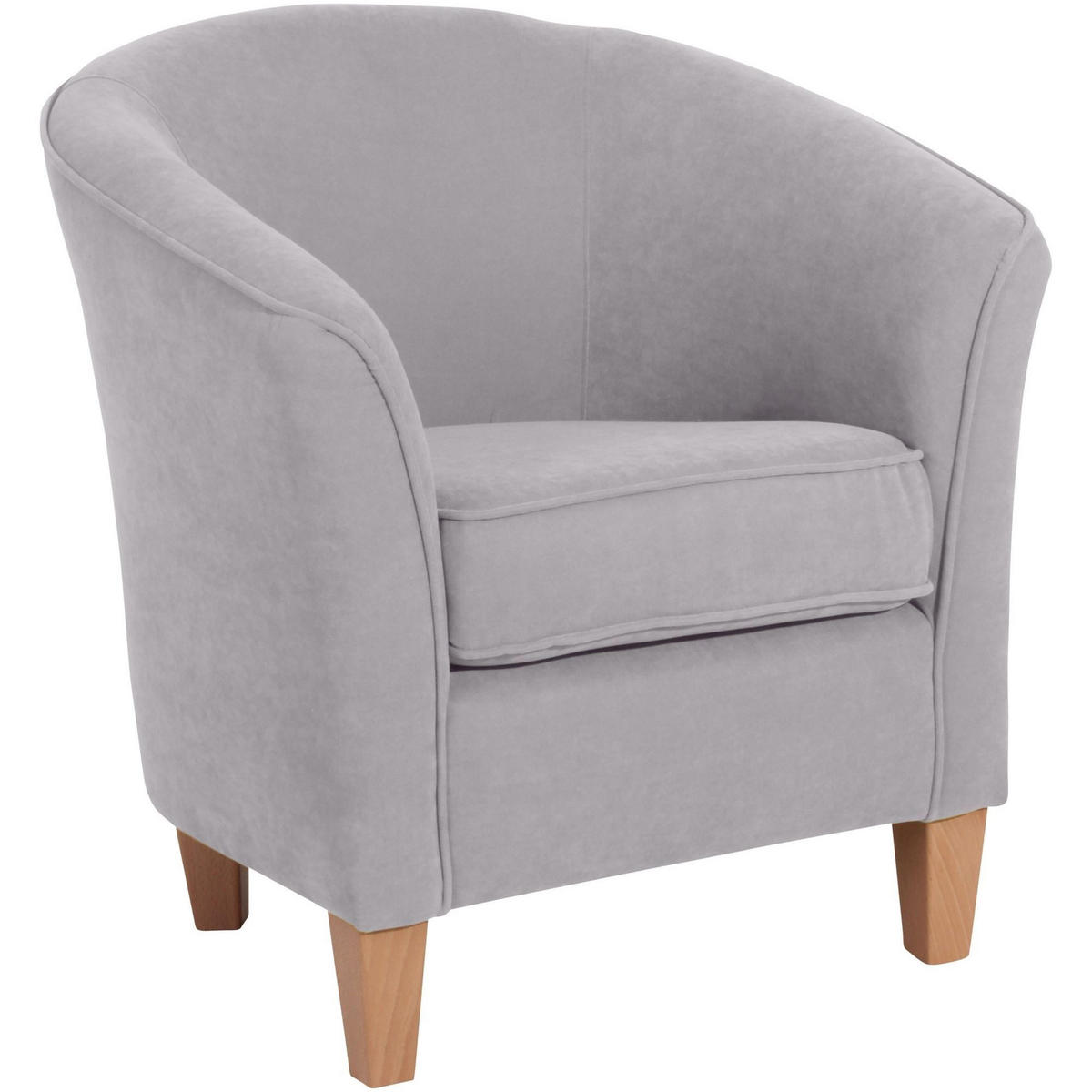 SESSEL Karine Bezug Veloursstoff Buche natur / silber - Grau, Kunststoff (70/74/70cm) - 58aufmkessel