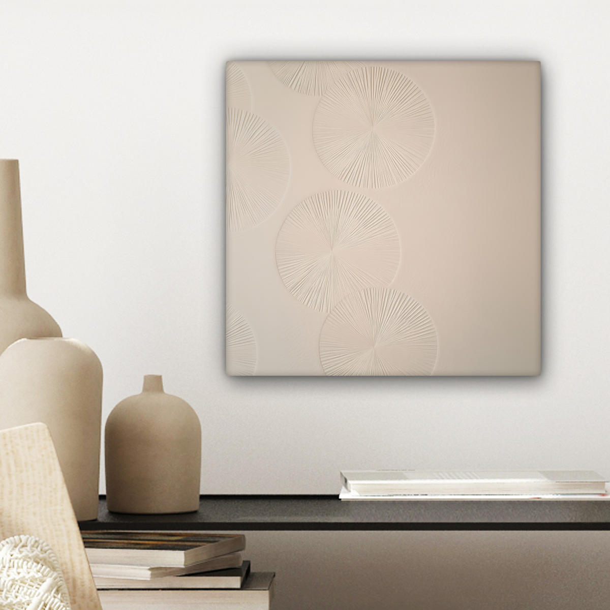 LEINWANDBILD Japandi - Beige - Modern Deko Wohnzimmer 20x20 cm - Ecru, Textil (20/20cm) - MuchoWow