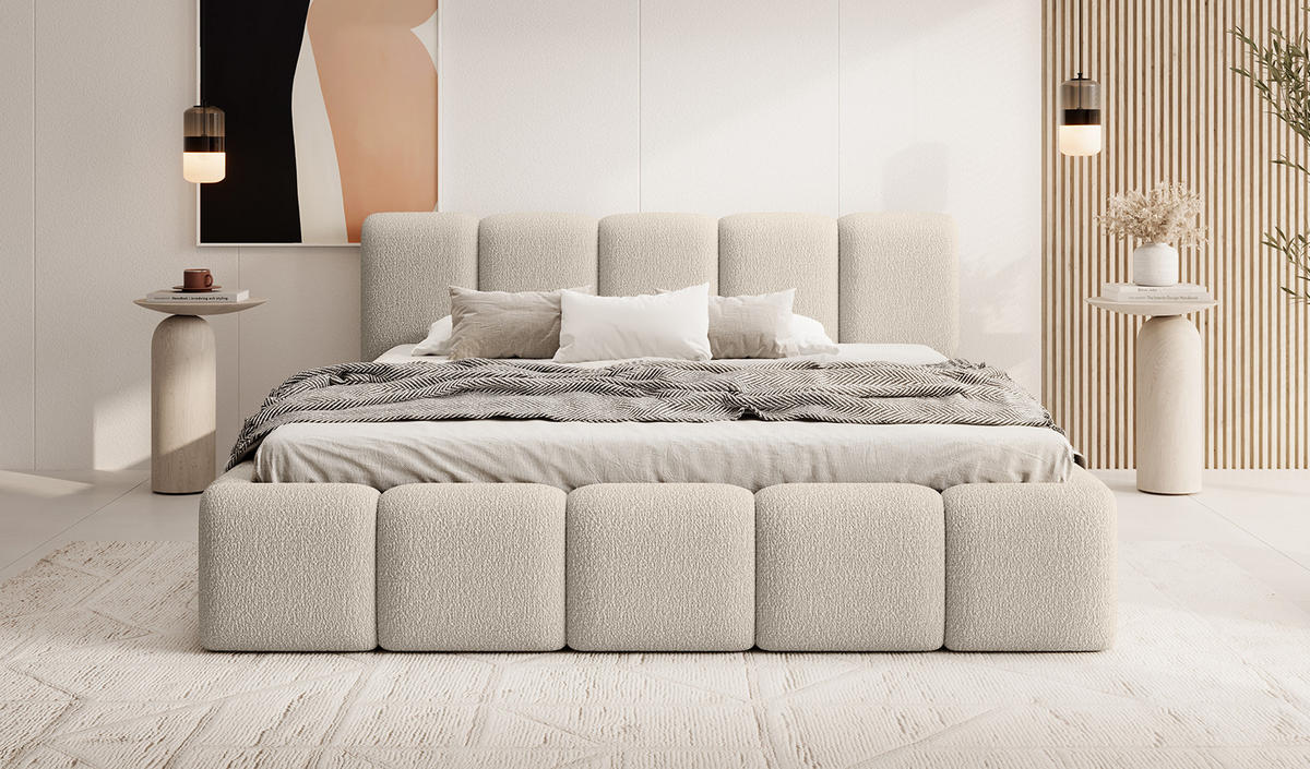 POLSTERBETT MOTSERRAT 120x200 cm, Beige - Beige, Textil (200/120cm) - Fedve