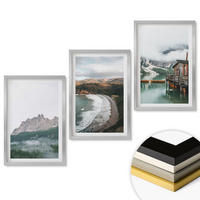 WANDBILDER 3er Set - 40x60 cm Silberner Rahmen - Holzhaus an Bergstränden - Silberfarben, Kunststoff (40/60cm) - ArtPrintCave