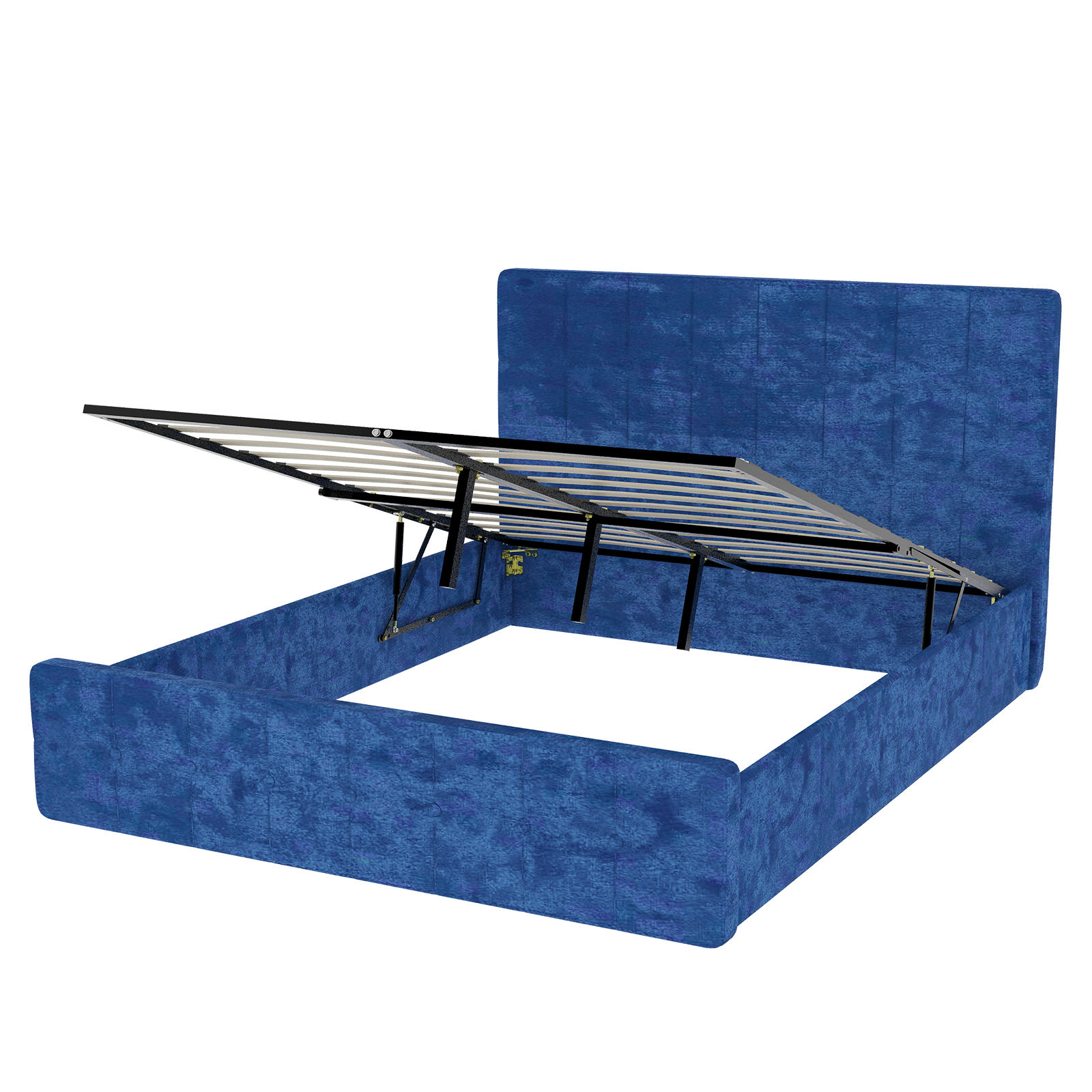 POLSTERBETT 160/200 cm DE-33001 mit Stauraum Blau - Blau, Metall (160/200cm) - ComfortXL