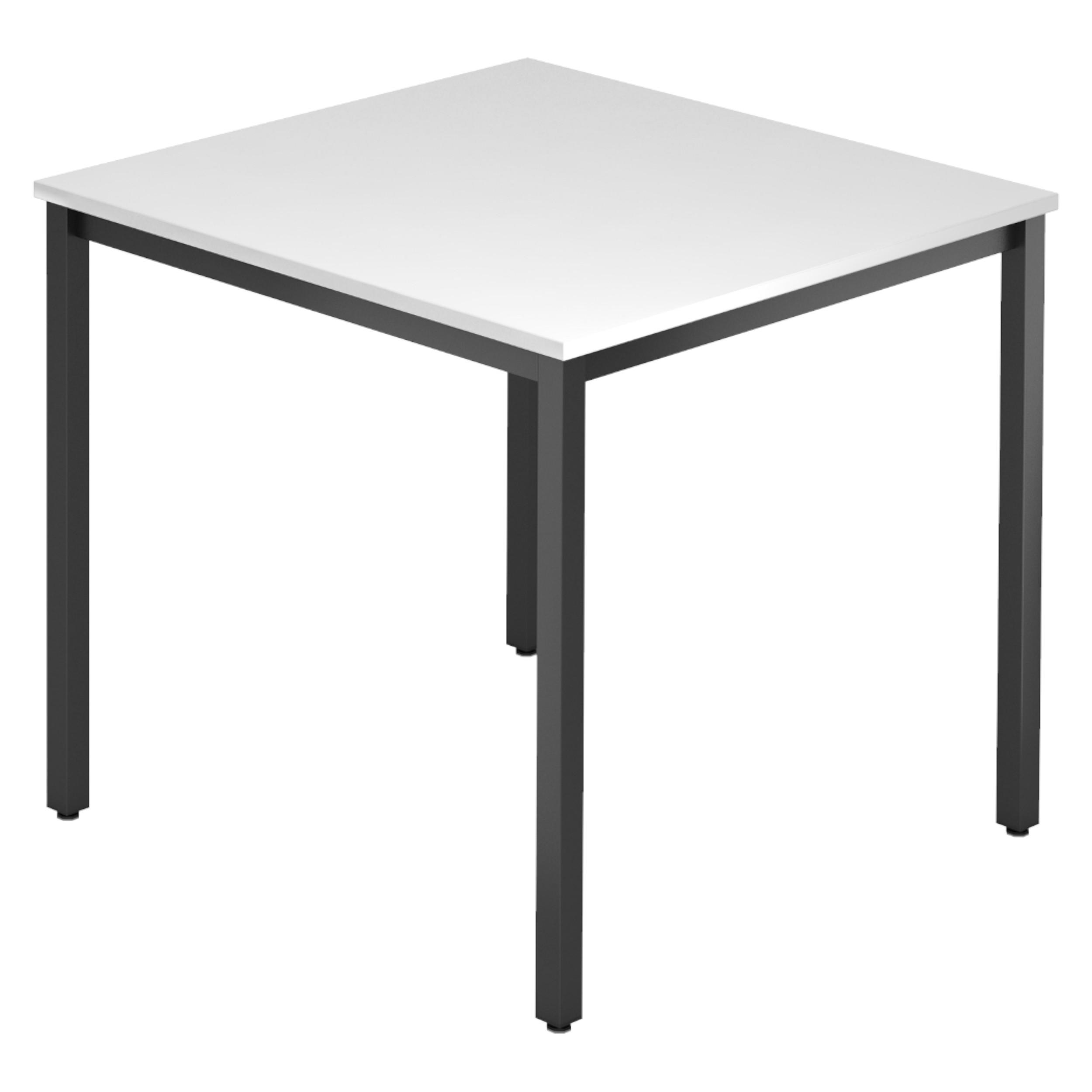 BESPRECHUNGSTISCH Serie-D 80/80/72 cm in Weiß/Vierkantrohr schwarz - Schwarz/Weiß, Holzwerkstoff (80/80/72cm) - bümö