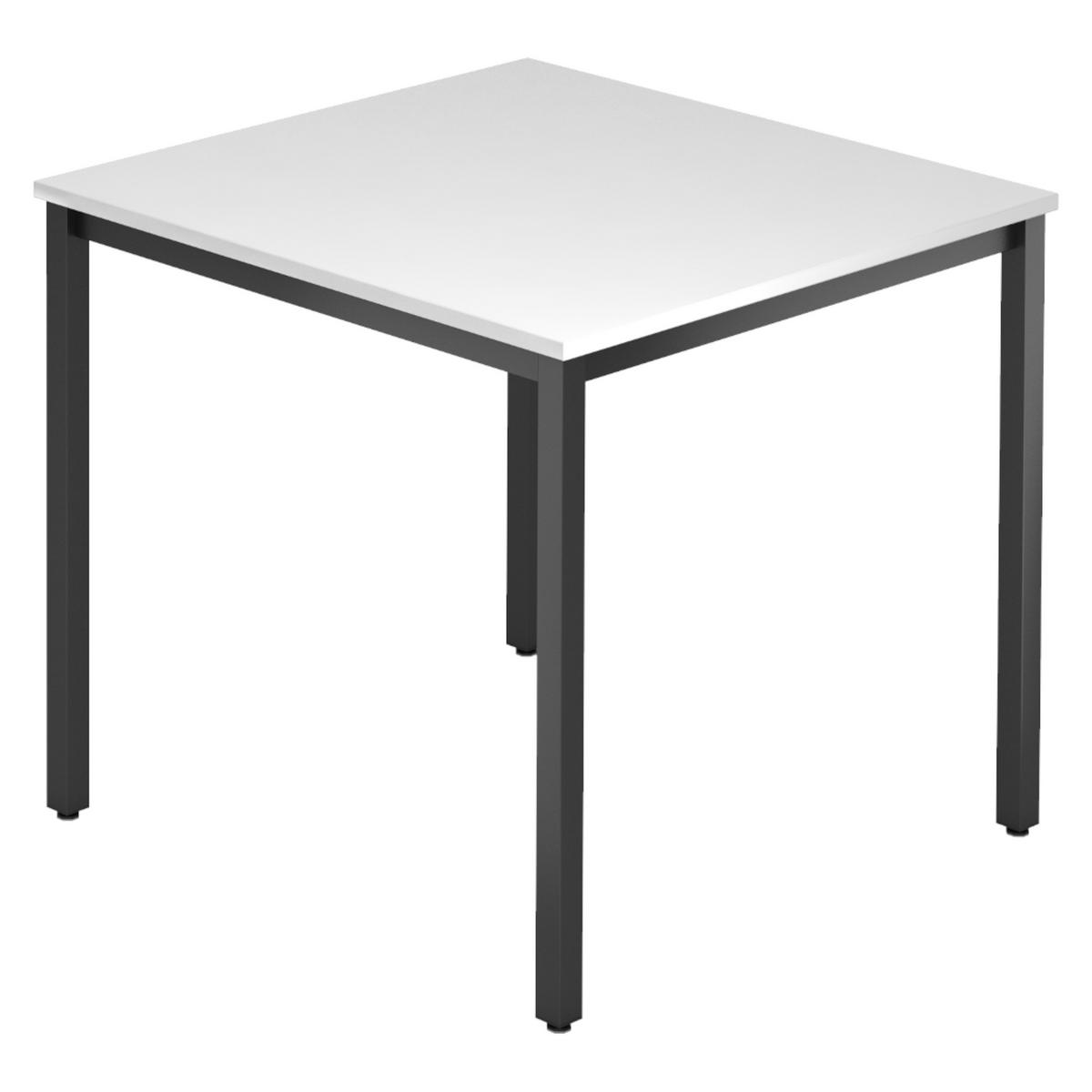 BESPRECHUNGSTISCH Serie-D 80/80/72 cm in Weiß/Vierkantrohr schwarz - Schwarz/Weiß, Holzwerkstoff (80/80/72cm) - bümö