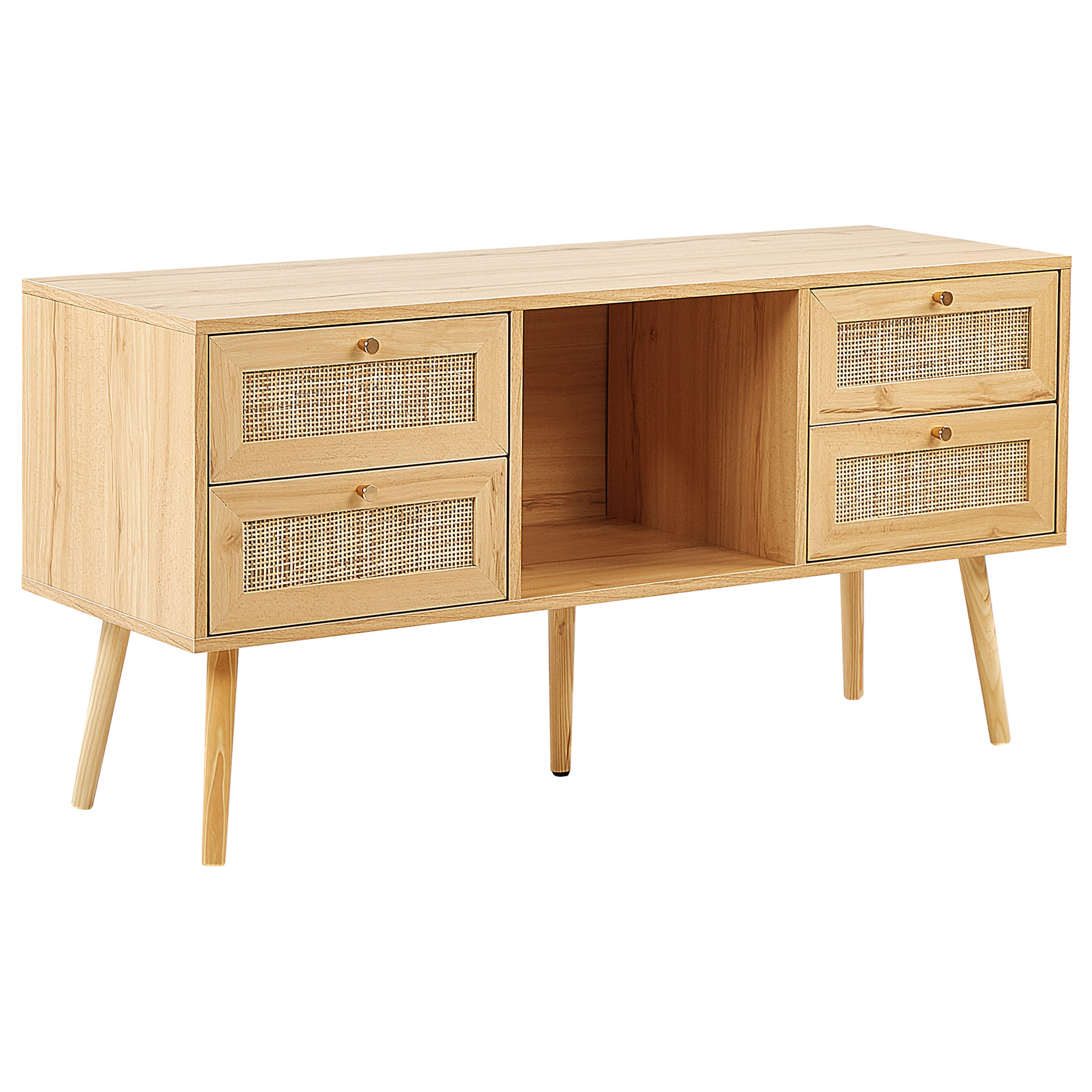 TV-MÖBEL Hellbraun, Gold PEROTE 40/120/60 cm - Hellbraun, Naturmaterialien (120/60/40cm) - Beliani