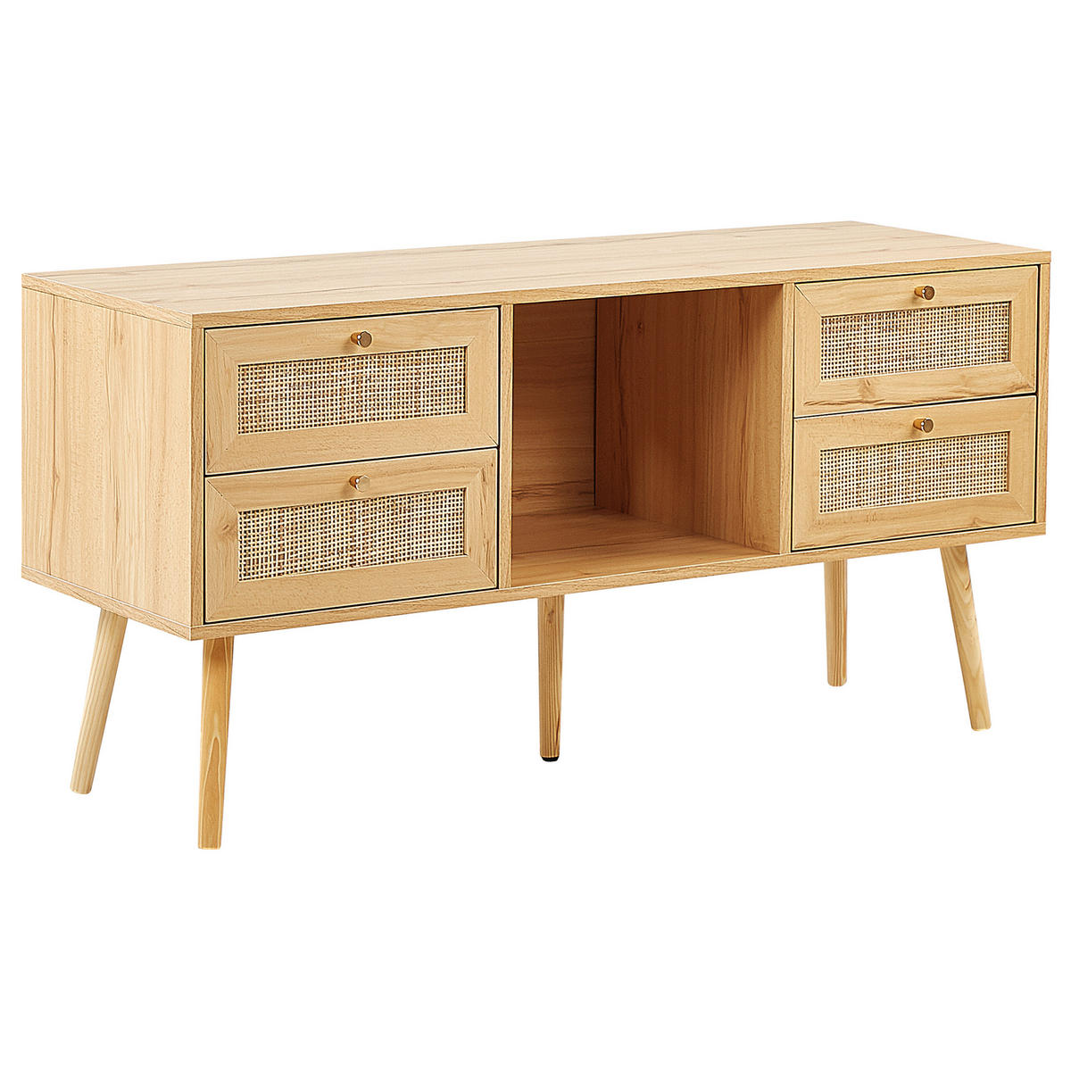 TV-MÖBEL Hellbraun, Gold PEROTE 40/120/60 cm - Hellbraun, Naturmaterialien (120/60/40cm) - Beliani