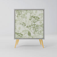 SIDEBOARD FENNEL BALDACHIN, Grau, 57,5x42x75,5 cm, Goldfarbene Metallfüße - Goldfarben/Multicolor, Holzwerkstoff/Metall (57.5/75.5/42cm) - SpaceRebels
