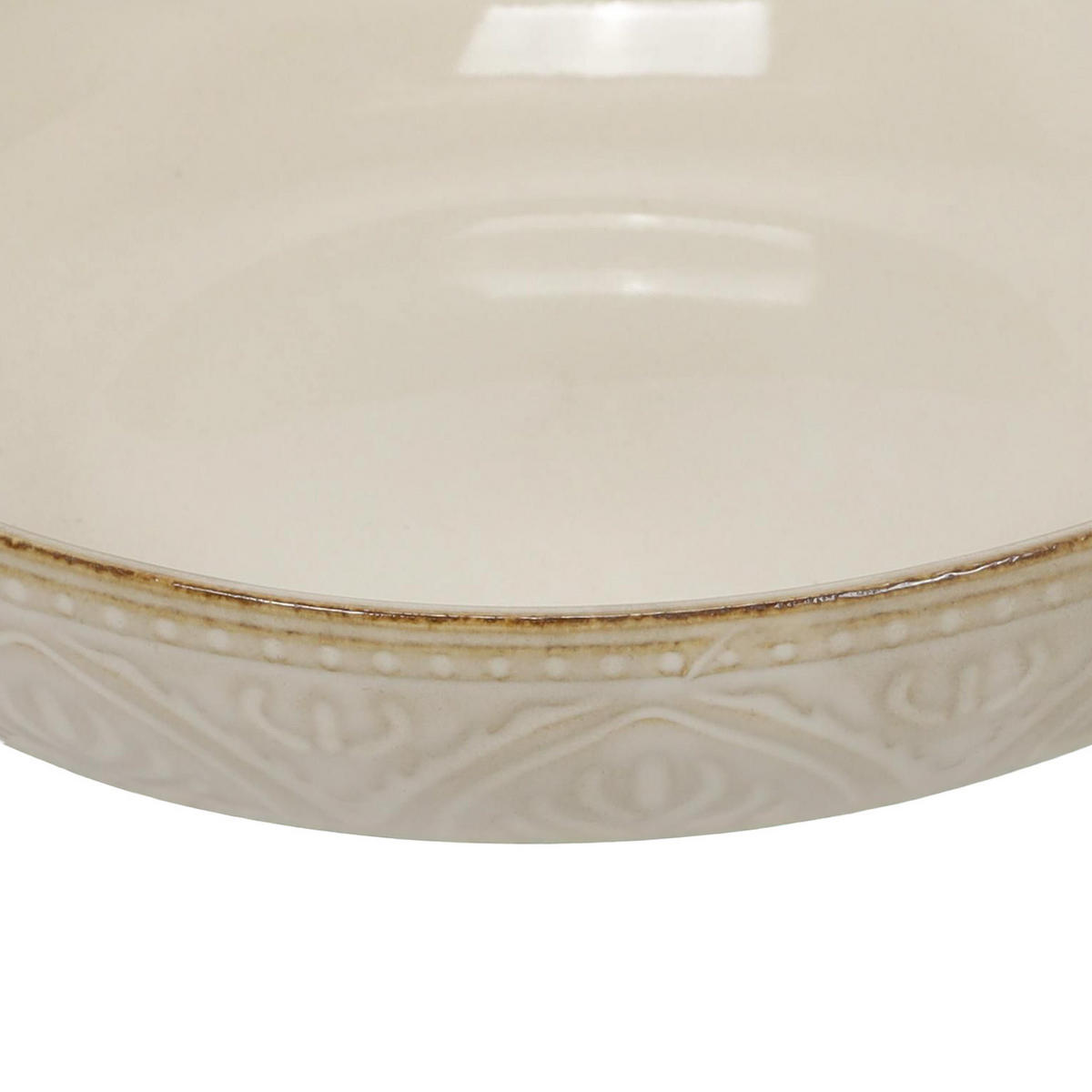 TELLER aus Keramik mit Rillenmuster Cremefarben 20/20/5 cm - Beige, Keramik (20cm) - Siaki
