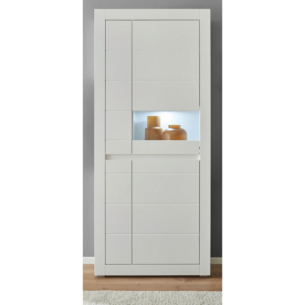 Thumbnail - Furn.Design Vitrine, Weiß, Eiche, Holzwerkstoff, Nachbildung, 8 Fächer, 85x198x35 cm, Wohnzimmer, Wohnwände, Vitrinensch...