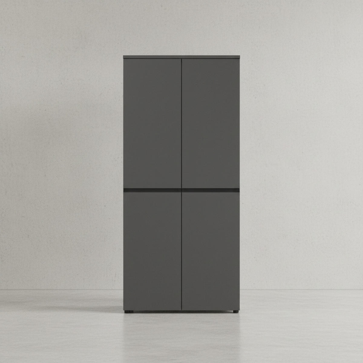 AKTENSCHRANK STUTTGART, 197 cm hoch, 5 Ordnerhöhen, Soft-Close Graphit - Schwarz, Holzwerkstoff (81/197/40cm) - KADIMA DESIGN