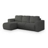 ECKSOFA RINOVA Grau Boucle-Stoff mit Schlaffunktion - Grau, Holz (250/143cm) - MASSENO