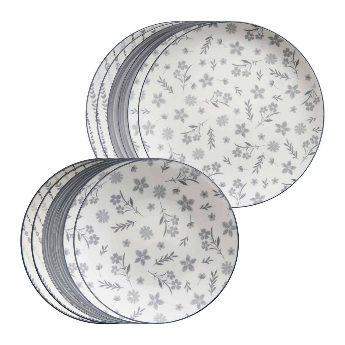 TAFELSERVICE Sendai Mix grau 12er Set - Grau, Keramik (1/1/1cm) - Ritzenhoff Breker