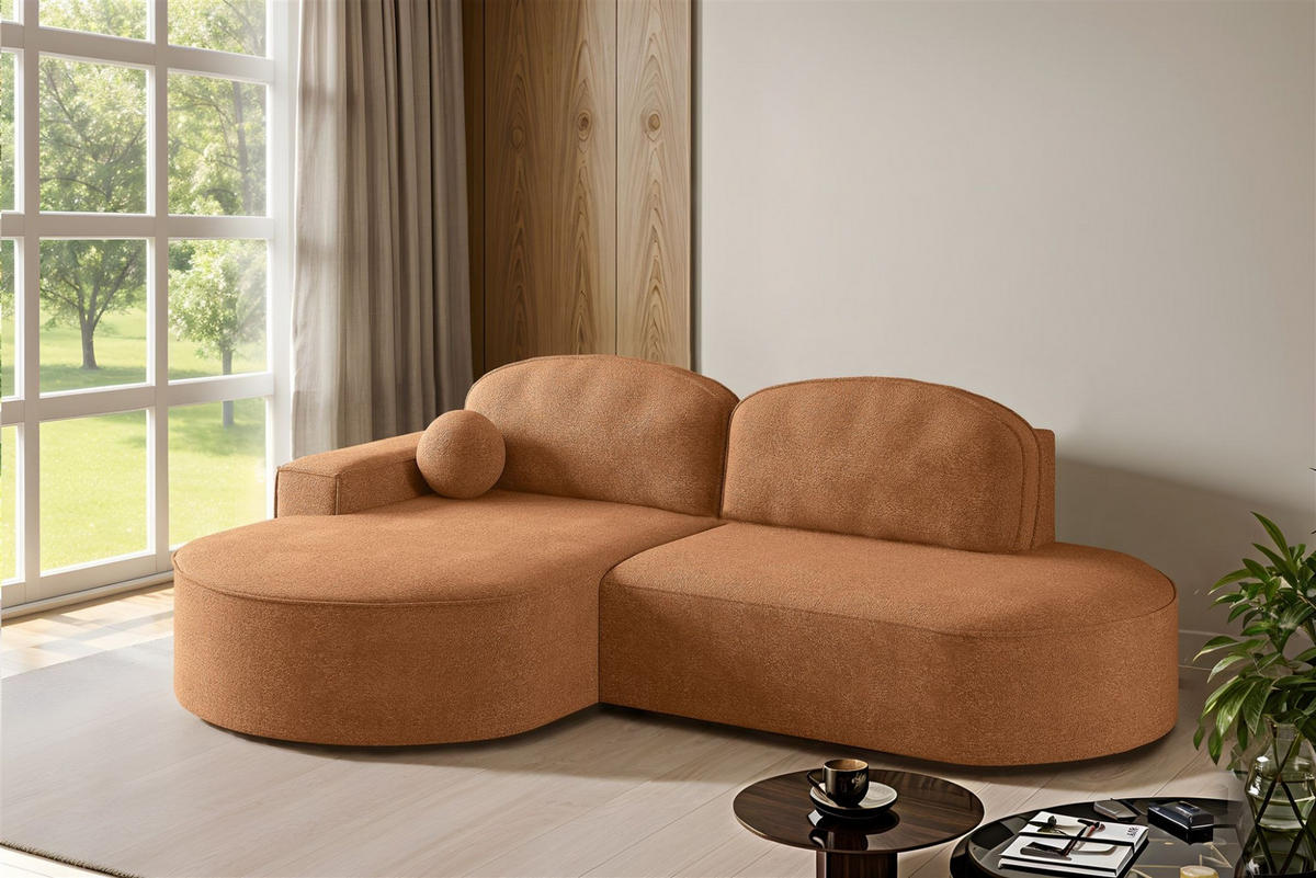 ECKSOFA Girona Mit Schlaffunktion - Rotbraun, Holzwerkstoff/Textil (278/179cm) - Fun Möbel