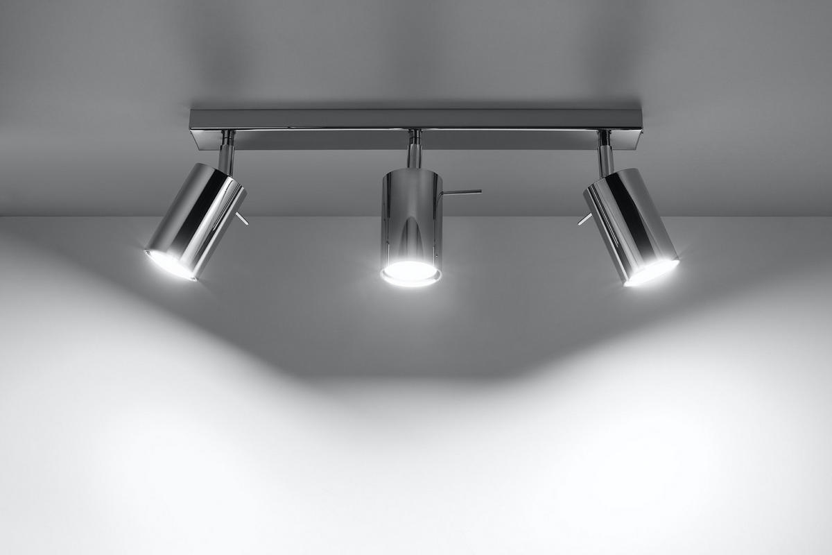 DECKENLEUCHTE Stahl Chrom Silber 3-flammig - Silberfarben, Metall (45/8/15cm) - Sollux Lighting