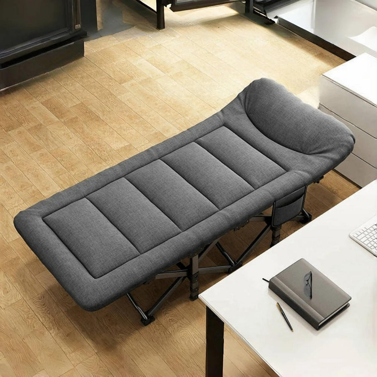 SONNENLIEGE Klappbar Grau für Büro, Outdoor & Garten - Grau, Textil/Metall (190/68cm) - Kaket