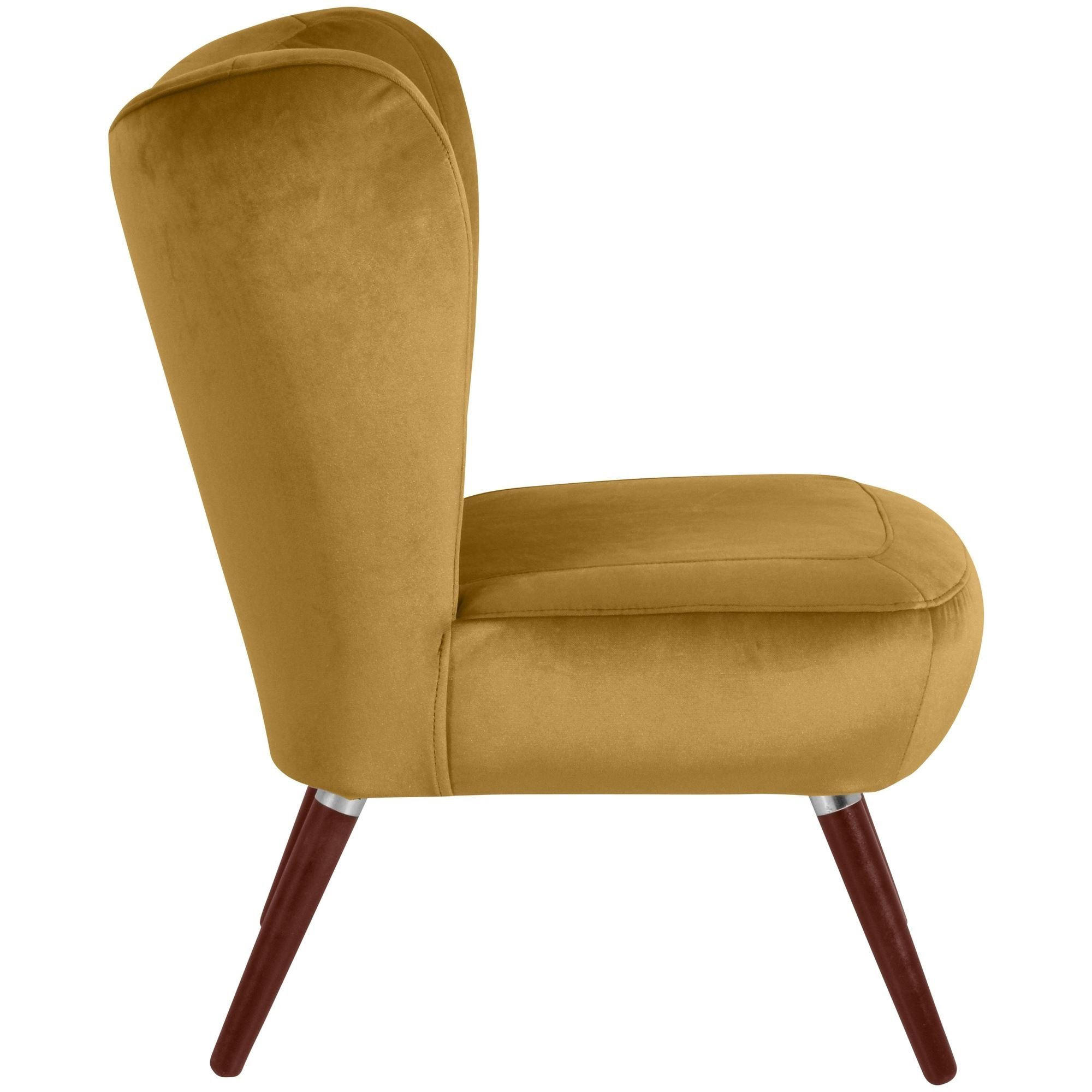 SESSEL Kathy Bezug Samtvelours Buche nussbaum dunkel / mais - Gelb, Kunststoff (70/86/69cm) - 58aufmkessel