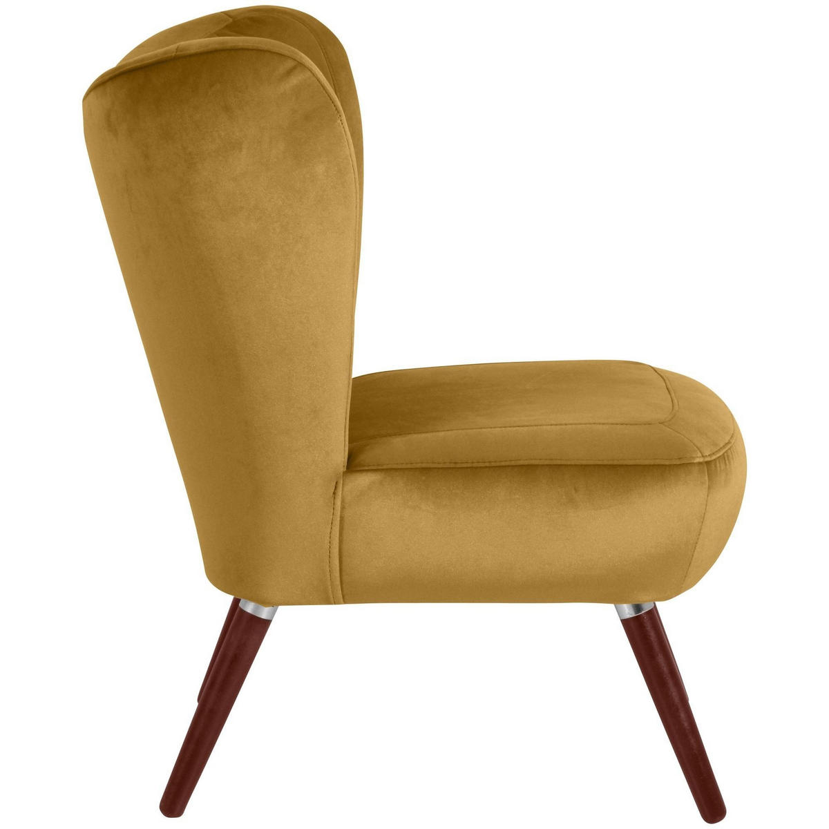 SESSEL Kathy Bezug Samtvelours Buche nussbaum dunkel / mais - Gelb, Kunststoff (70/86/69cm) - 58aufmkessel