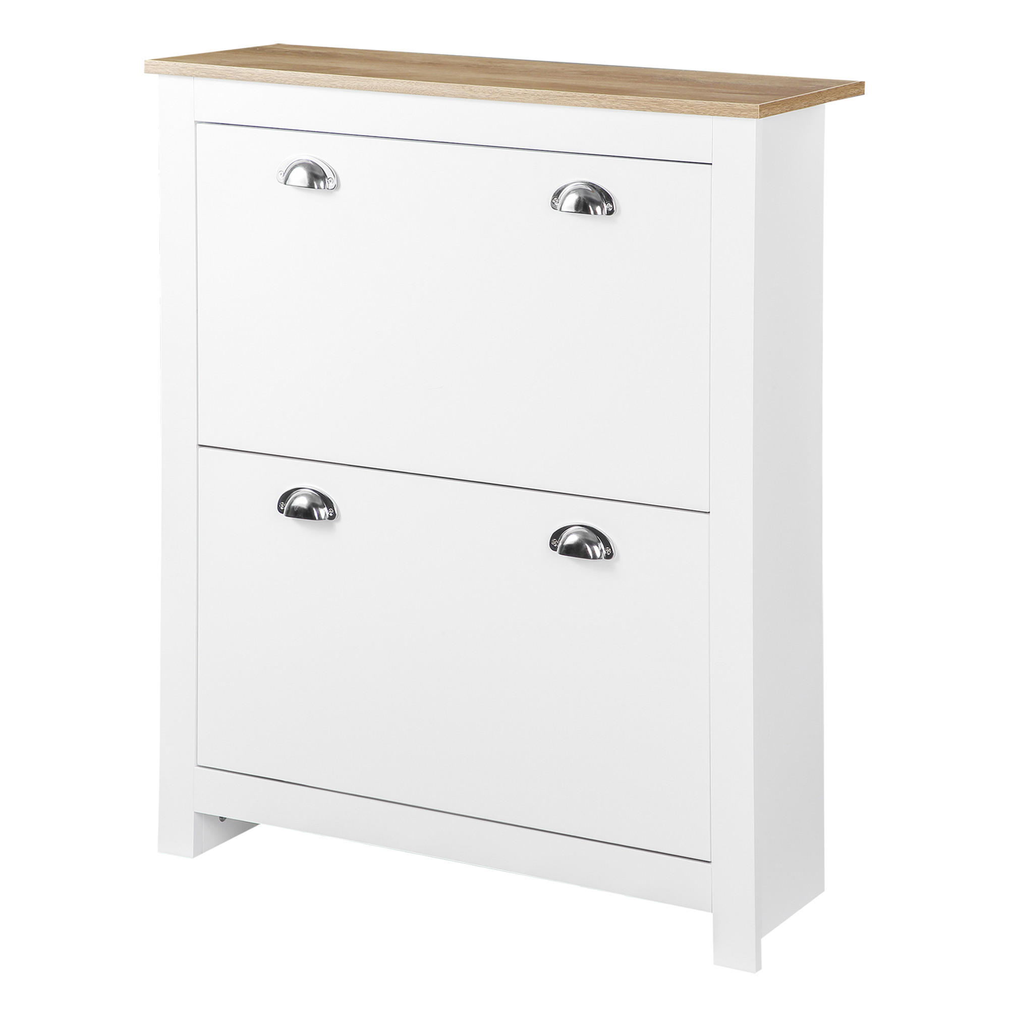 SCHUHSCHRANK DE-14976 2 Klapp-Schubladen mit verstellbaren Böden Weiß - Weiß, Holzwerkstoff (79/90.5/23cm) - ComfortXL