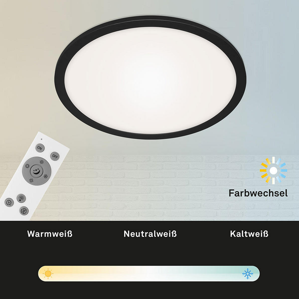 LED AUFBAU PANEL Schwarz - Schwarz, Metall (40/40/6.2cm) - Briloner