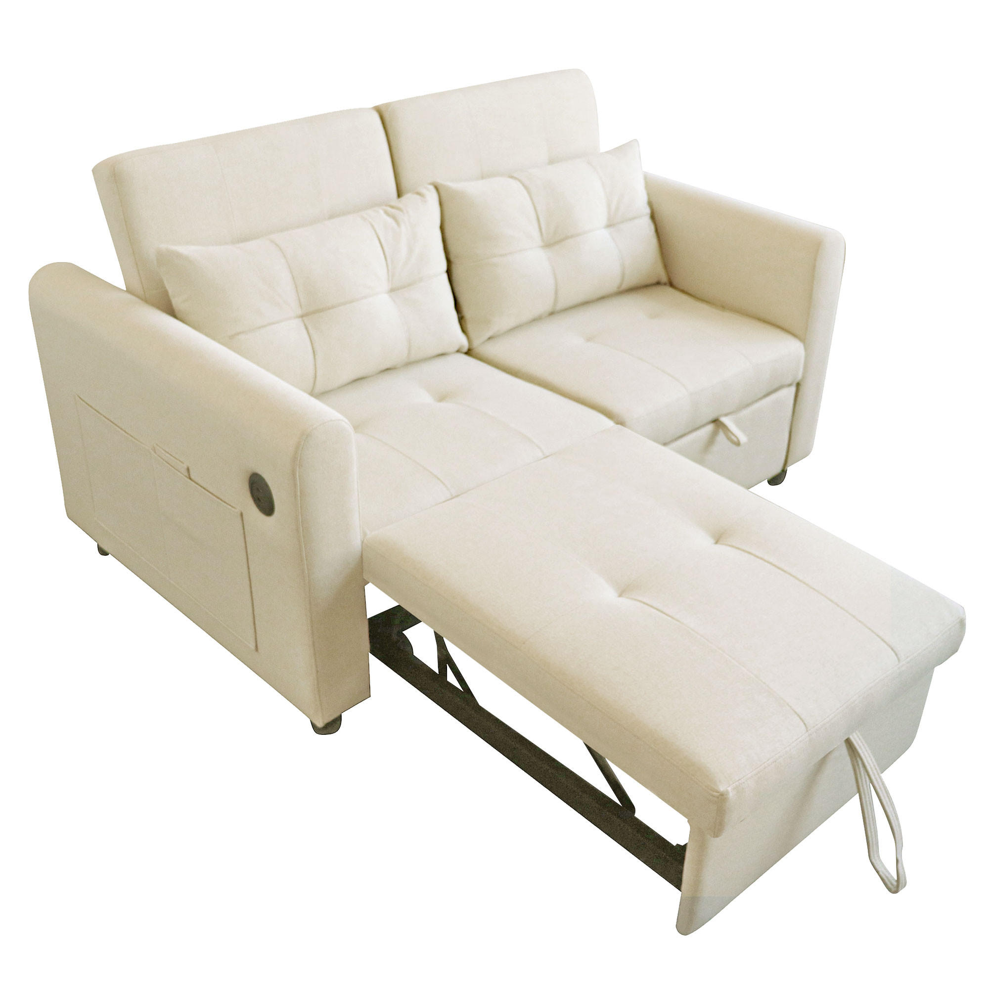 DOPPELSCHLAFSOFA 142x85x83 cm aus Leinen 3-in-1, beige - Beige, Textil (85/142cm) - Luhomfu