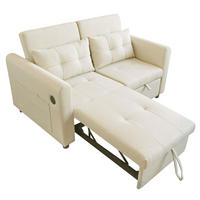 DOPPELSCHLAFSOFA 142x85x83 cm aus Leinen 3-in-1, beige - Beige, Textil (85/142cm) - Luhomfu