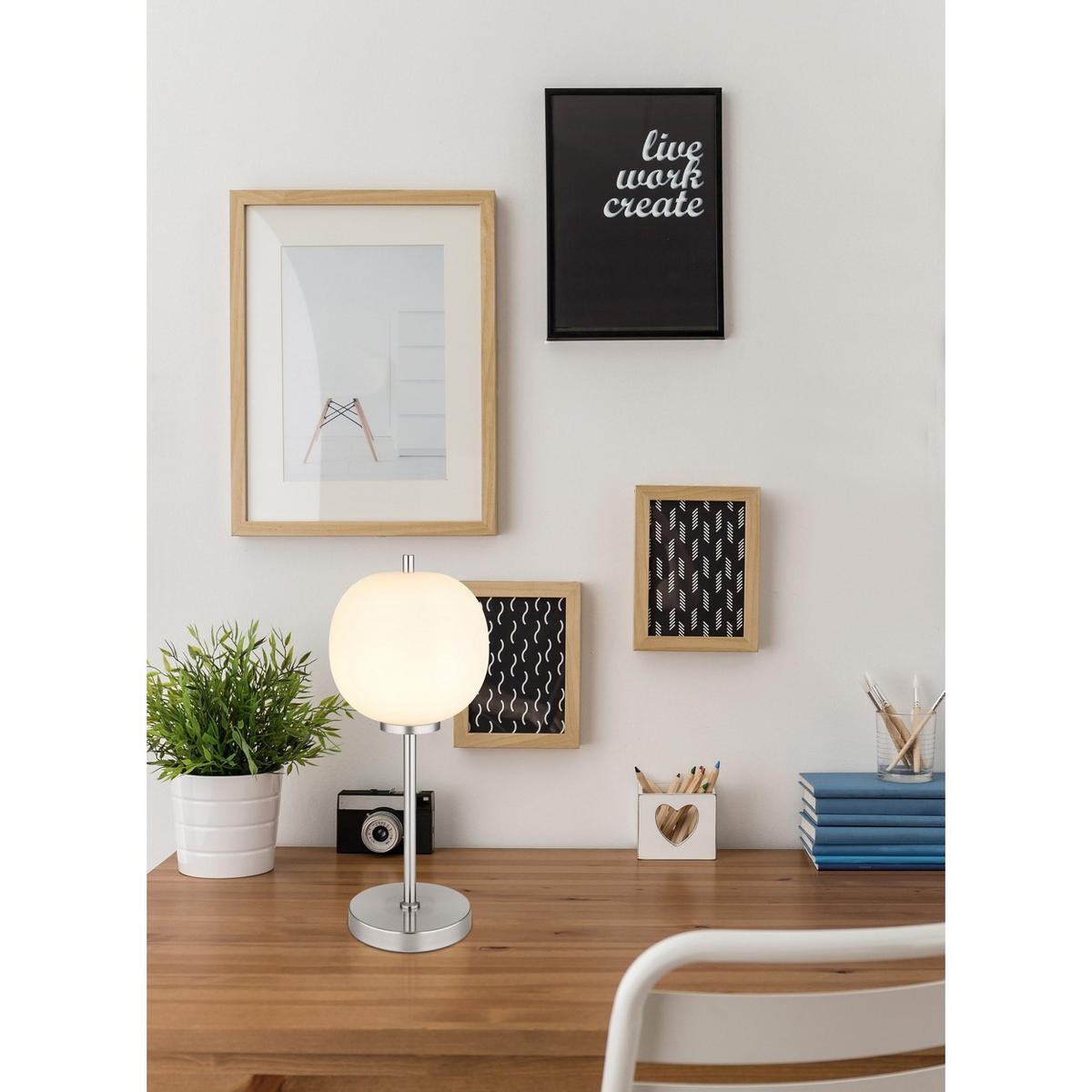 TISCHLEUCHTE BLACKY Metall Silber - Silberfarben, Glas (18.5/18.5/45cm) - Globo Lighting