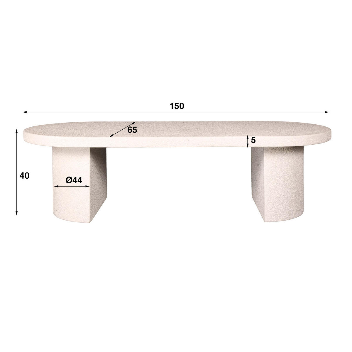COUCHTISCH Arch Weiß 65/150/40 cm - Weiß, Stein (65/150/40cm) - Hoyz Collection