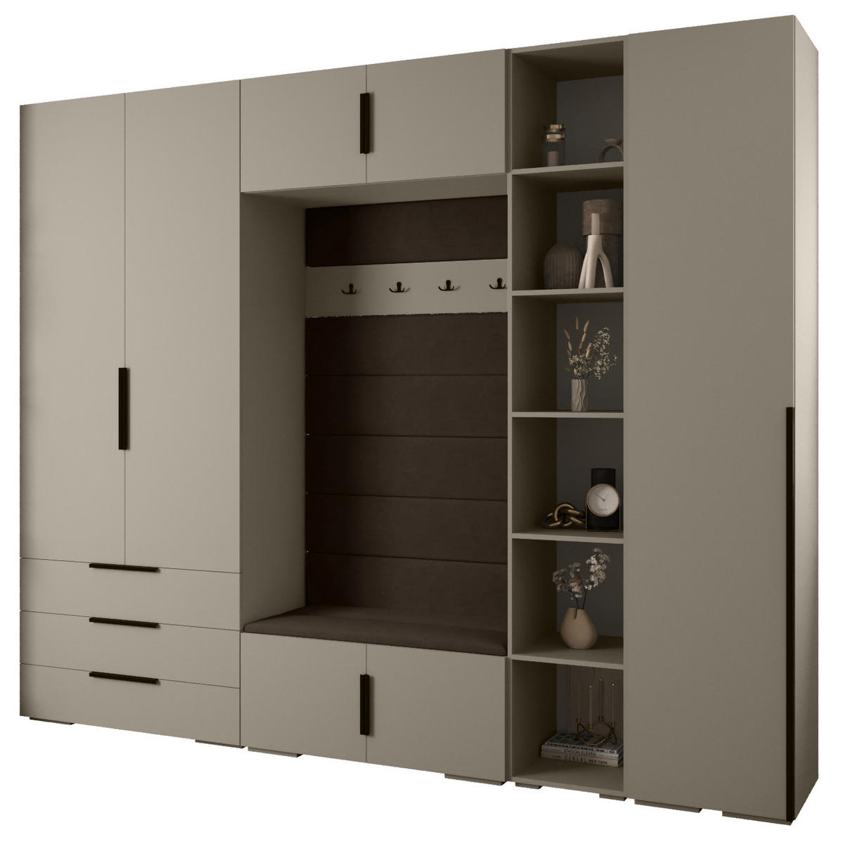 GARDEROBEN-SET 236,7/290/47 - Kaschmir/Schwarz, Holz/Kunststoff (290/236.7/47cm) - Abiks Möbel