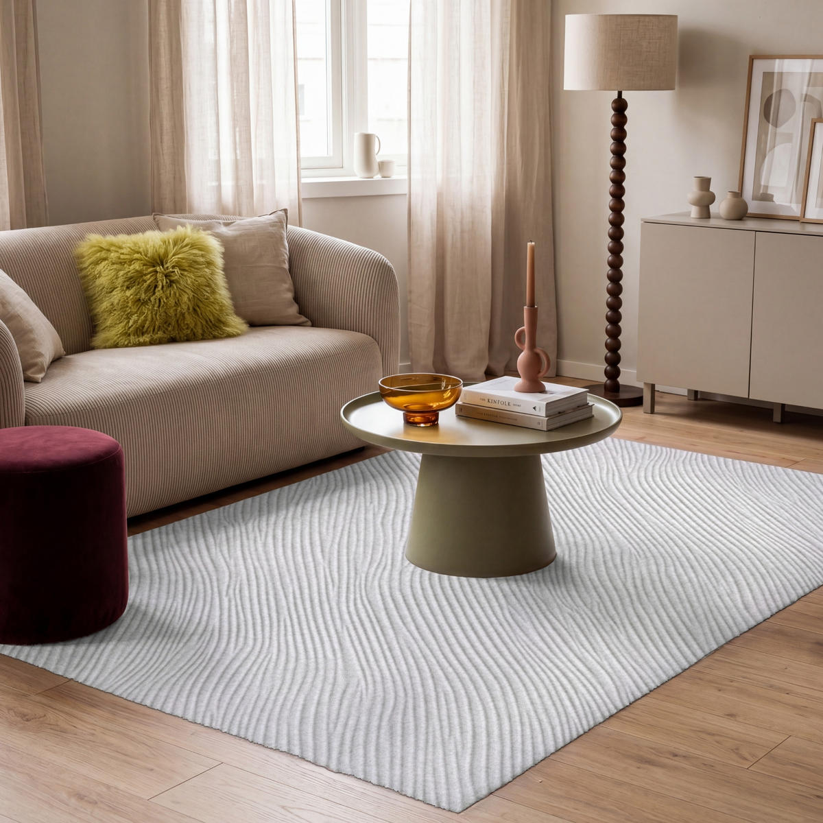 KOBERCE - Vlny - rebrovanie - biele - 180x120 cm - biela, textil/plast (180/0.4cm) - OnlyWow