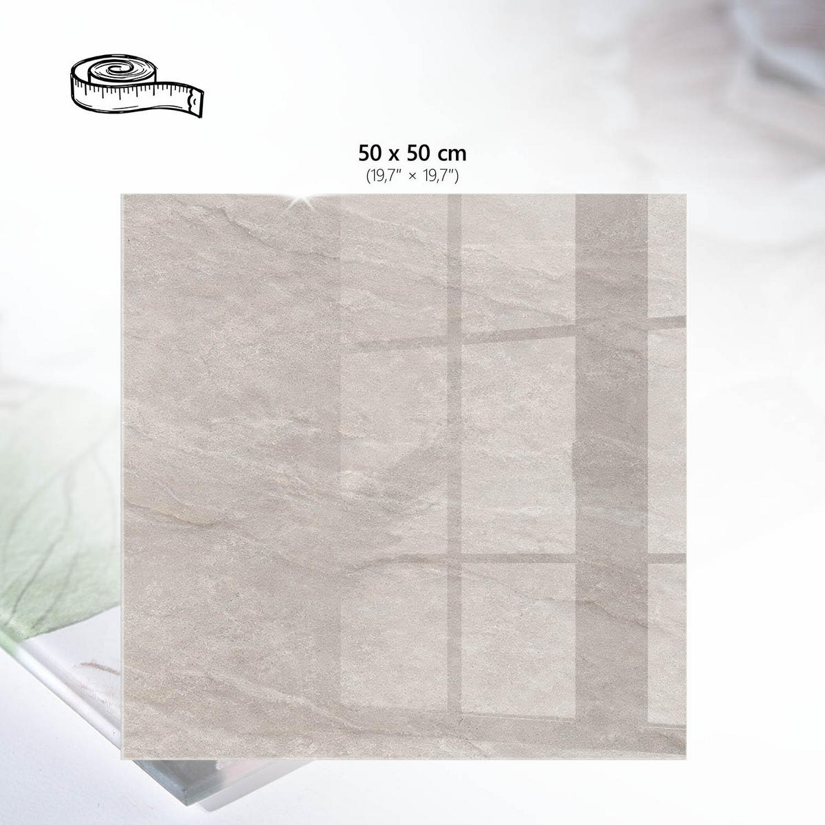 TISCHPLATTE 50x50 cm – Grauer Stein - Grau, Glas (50/50/0.4cm) - Wallfluent