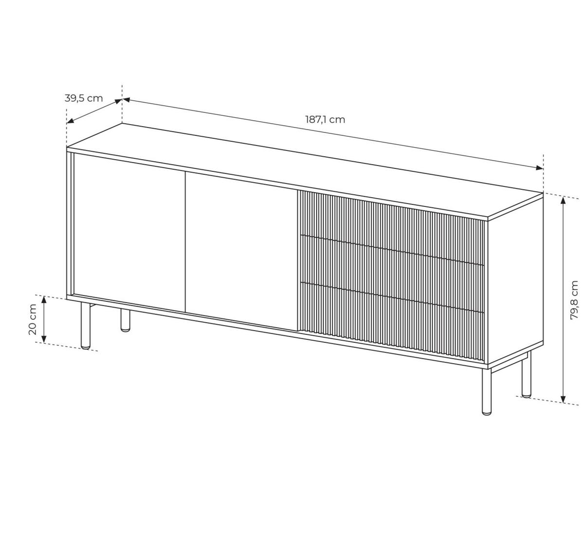 SIDEBOARD TAVO Beige 187x40x80 cm - Beige, Holzwerkstoff (187/80/40cm) - FURNLUX