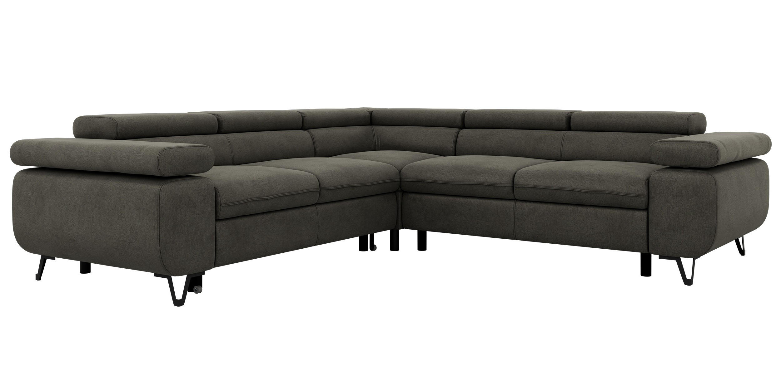 ECKSOFA QUADRO L - Anthrazit Velvet - Rechts Seite - Anthrazit/Schwarz, Textil/Metall (269/269cm) - MKS