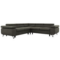 ECKSOFA QUADRO L - Anthrazit Velvet - Rechts Seite - Anthrazit/Schwarz, Textil/Metall (269/269cm) - MKS