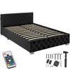 POLSTERBETT Venice, großer Stauraum, Samtoptik schwarz - Schwarz/Samtahornfarben, Holz (140/200cm) - tectake