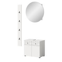 BADMÖBEL-SET weiß Hochglanz 3-teilig 100 cm, Komplettset mit 3D-Struktur - Weiß Hochglanz, Glas/Holzwerkstoff (101/187/37cm) - Inn.Furn