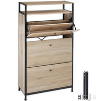 SCHUHSCHRANK Braddock,inklusive Kippschutz, 61 x 32 x 130 cm,Industrial Holz hell, Eiche Sonoma - Naturfarben, Holzwerkstoff (32/130/61cm) - tectake
