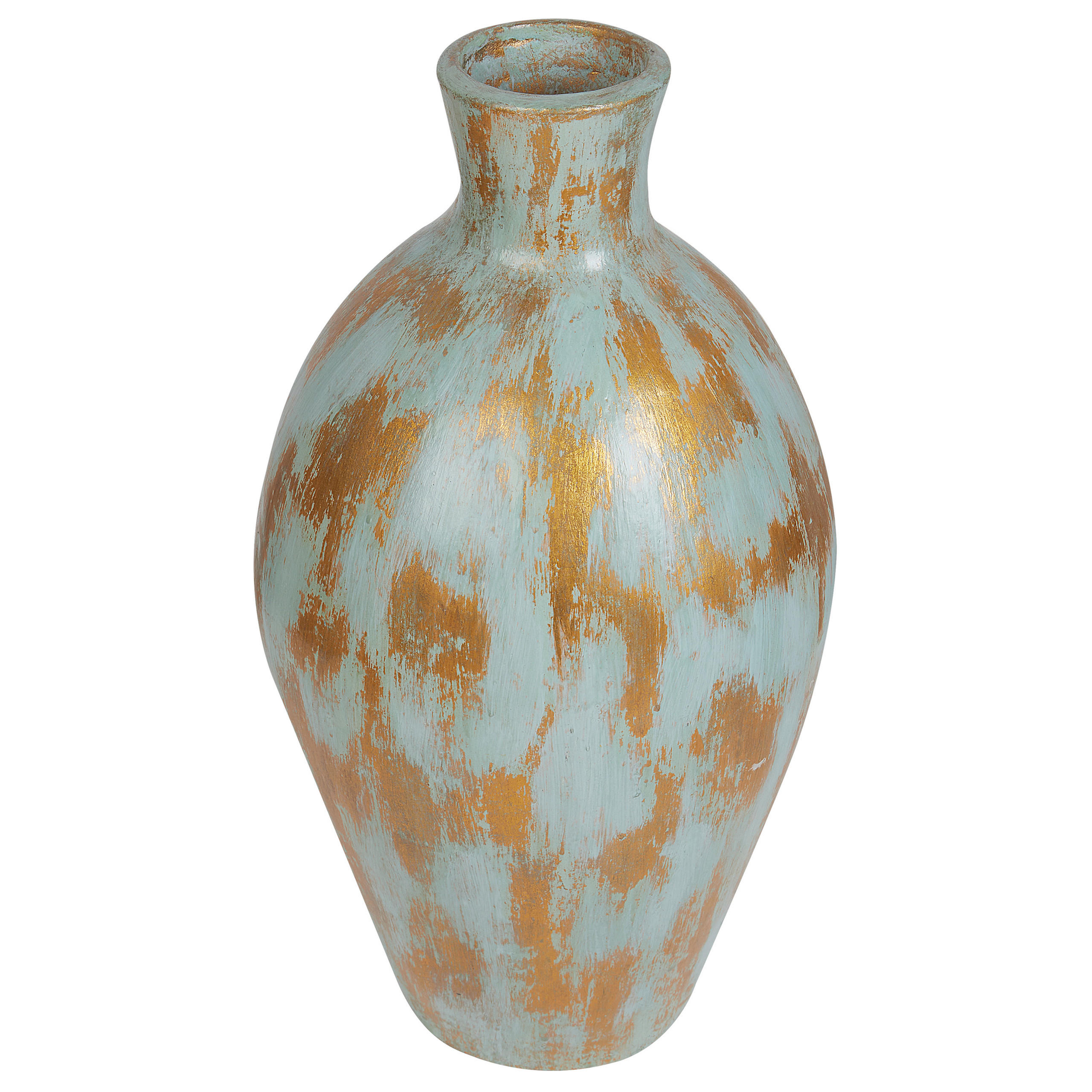 DEKOVASE Terrakotta gold Dikaja - Goldfarben, Stein (45cm) - Beliani