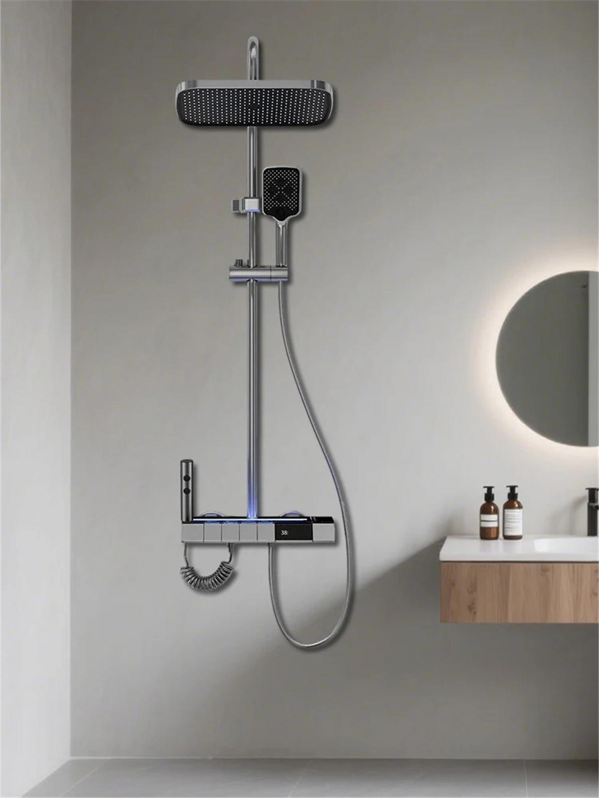 ÜBERKOPFBRAUSESET Regendusche Bidet Mischbatterie Schwarz - Schwarz, Metall (20/110/30cm) - Kaket