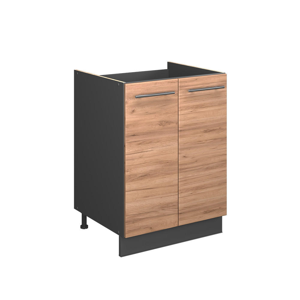 DISKBÄNKSSKÅP Fame-Line, Goldkraft ek/antracit, 60 cm Ekfärgad, Antracit 82/60/51.6 cm