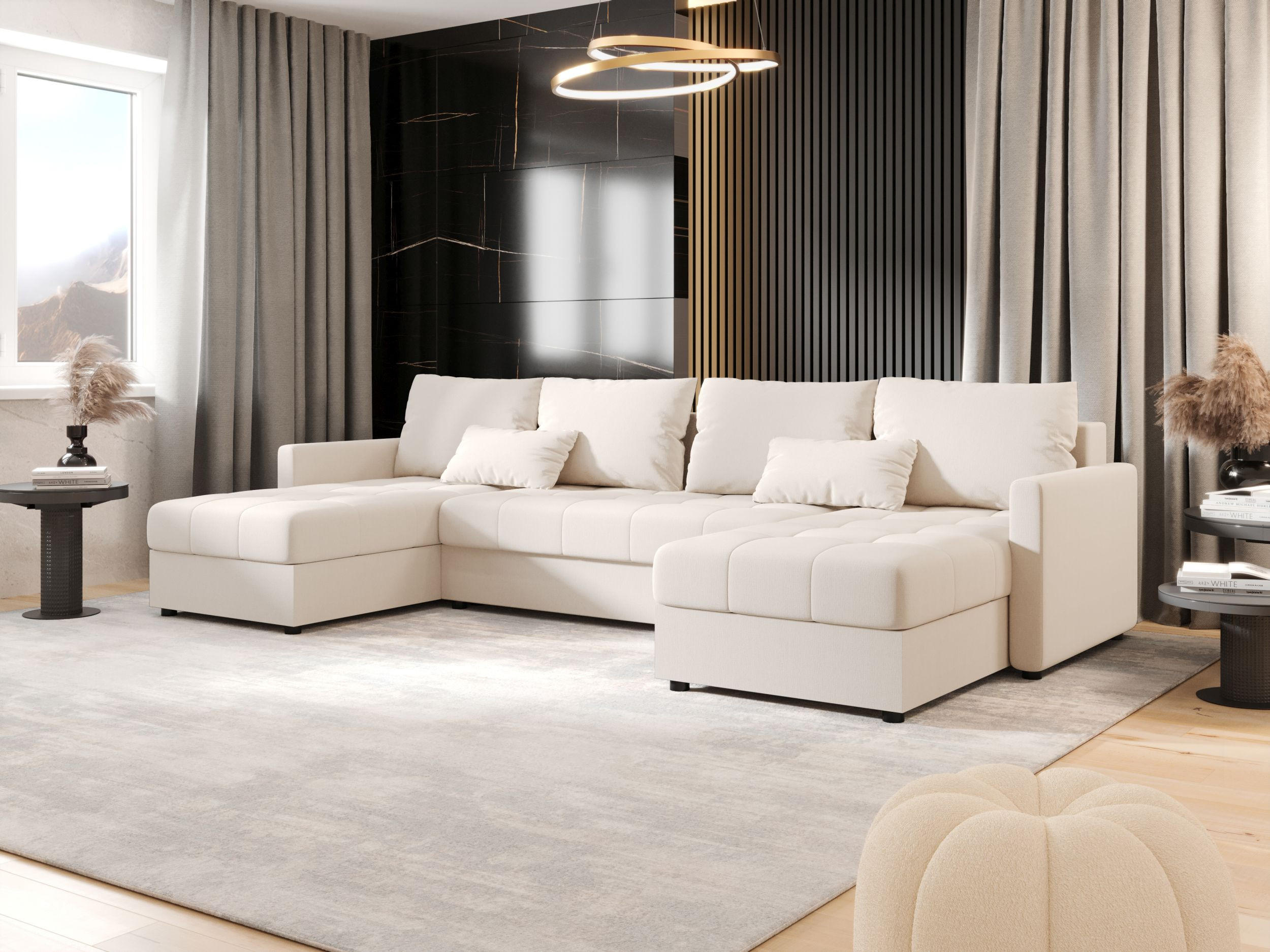 ECKSOFA MOS U BIS Cosmic 10 mit Schlaffunktion - Beige, Textil (285/85/140cm) - Bedante