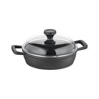 SERVIERPFANNE Edition 100 mit Deckel, Aluguss, Schwarz, 28 cm - Schwarz, Metall (35.5/35.5/7.5cm) - Berndes