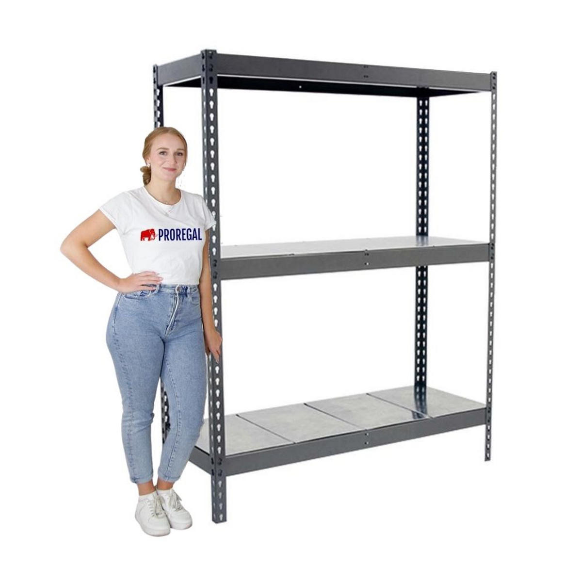 SCHWERLASTREGAL METAL YETI THREE | HxBxT 200x150x75cm | Fachlast 400kg | Grau - Grau, Metall (150/200/75cm) - PROREGAL