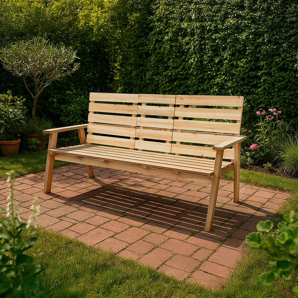 GARTENBANK HOLZ REYA - Holzfarbend - Braun, Holz (159/85/64cm) - Home Deluxe