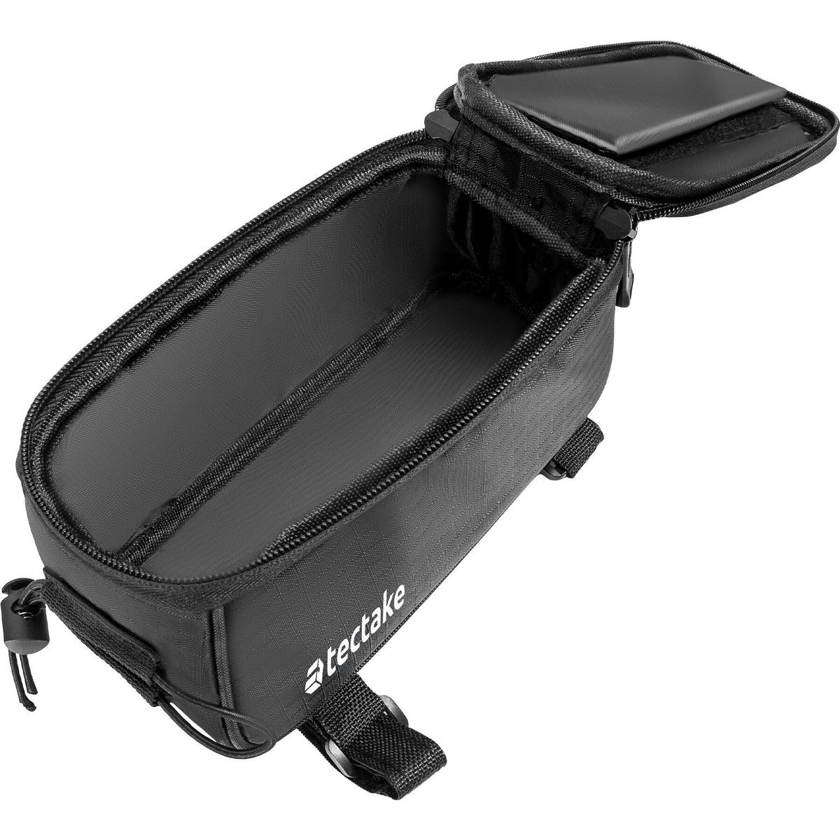 FAHRRADTASCHE Georg mit Fahrradrahmentasche ,wasserabweisend und robust,schwarz - Schwarz, Textil (9.5/10/20cm) - tectake