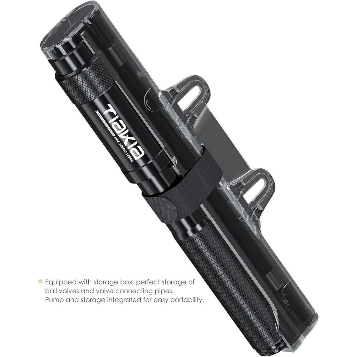 FAHRRADPUMPE Mini 260PSI Aluminiumlegierung Schwarz - Schwarz, Metall (1/1/33.5cm)