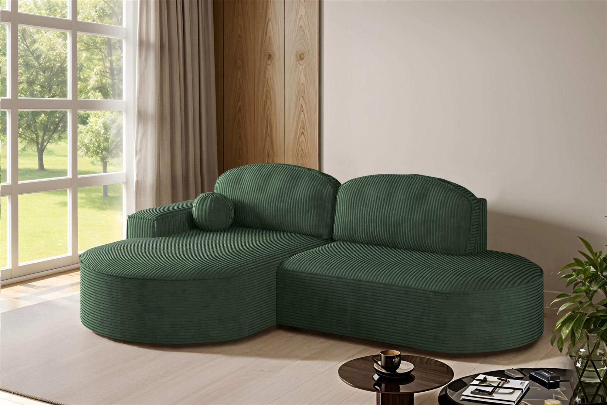 ECKSOFA Girona Mit Schlaffunktion - Grün, Holzwerkstoff/Textil (278/179cm) - Fun Möbel