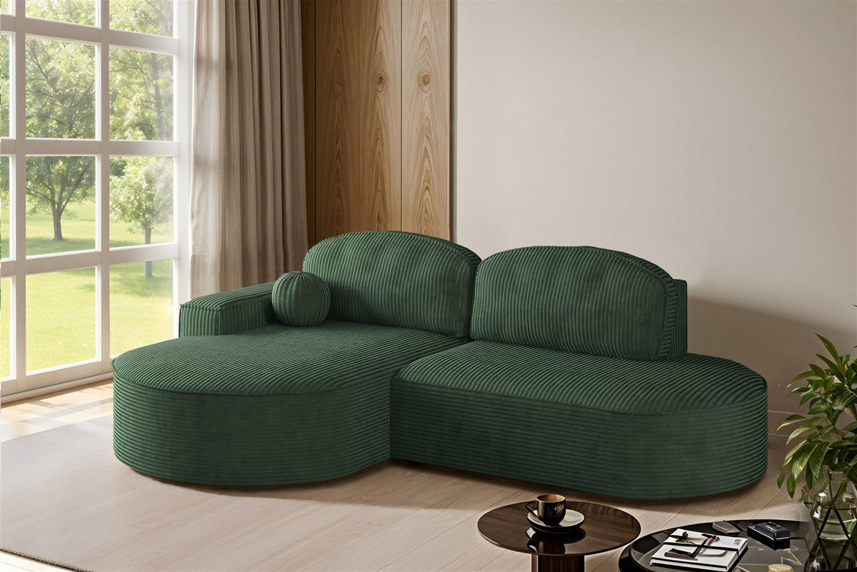 ECKSOFA Girona Mit Schlaffunktion - Grün, Holzwerkstoff/Textil (278/179cm) - Fun Möbel