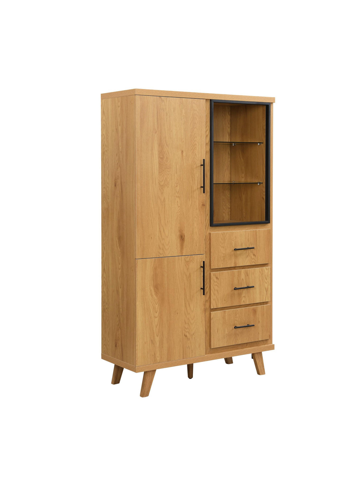 HIGHBOARD BASSANO, MDF, in Eichenoptik, mit Stauraum, 100 x 40 x 188 cm - Hellbraun/Braun, Eichenholz/Holzwerkstoff (100/188/40cm) - KADIMA DESIGN