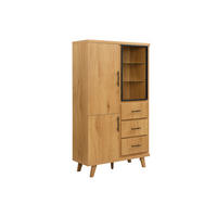 HIGHBOARD BASSANO, MDF, in Eichenoptik, mit Stauraum, 100 x 40 x 188 cm - Hellbraun/Braun, Eichenholz/Holzwerkstoff (100/188/40cm) - KADIMA DESIGN