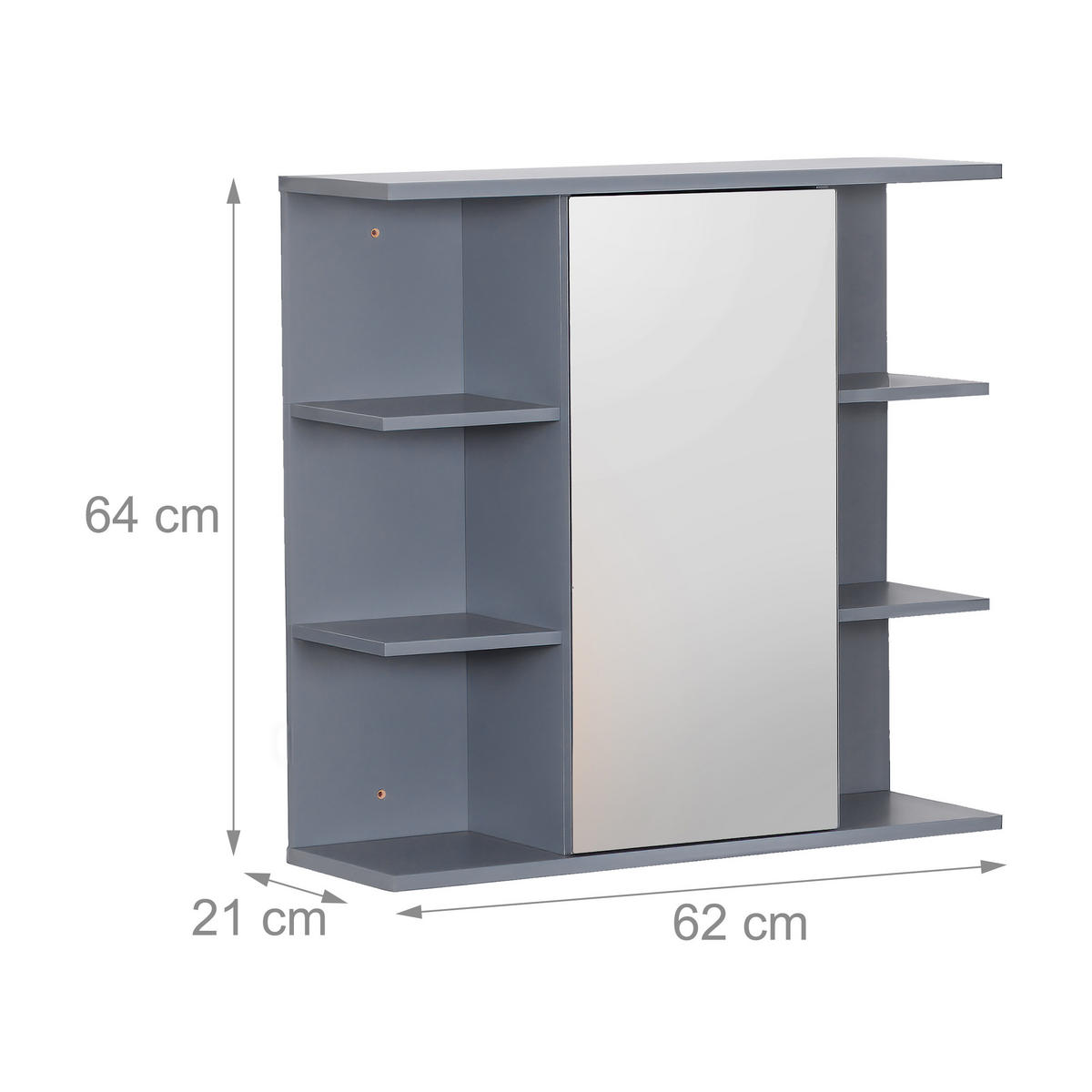 ZRKADLOVÁ skriňa - sivá, kompozitné drevo/sklo (62/64/21cm) - Relaxdays